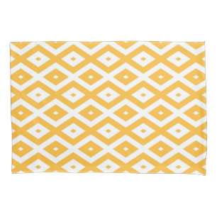 Housse D'oreillers Motif diamant jaune et blanc soleil