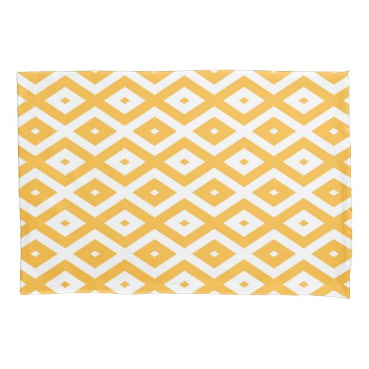 Housse D'oreillers Motif diamant jaune et blanc soleil (devant)