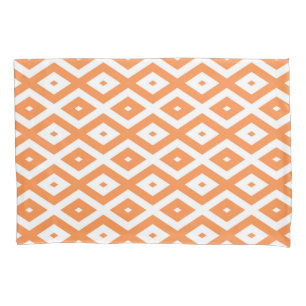 Housse D'oreillers Motif diamant orange et blanc