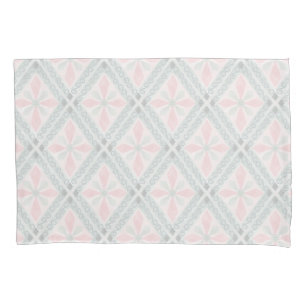Housse D'oreillers Motif diamant pastel vert et rose