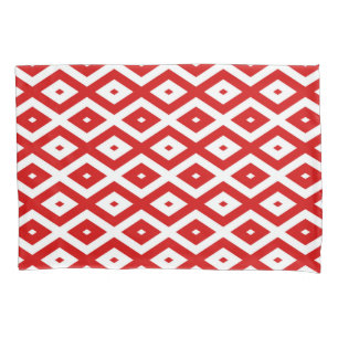 Housse D'oreillers Motif diamant rouge et blanc