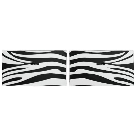 Housse D'oreillers Motif d'impression Monogram Zebra noir et blanc (devant-Set)