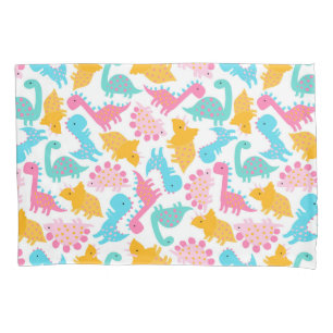 Housse D'oreillers Motif Dinosaur rose et Turquoise