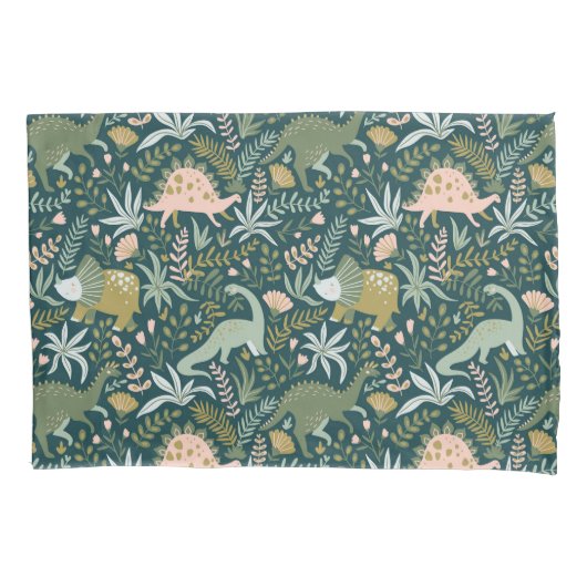 Housse D'oreillers Motif Dinosaur Vert (devant-gauche)