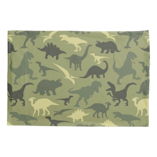 Housse D'oreillers Motif Dinosaure, Silhouette Dinosaure, Dino Vert (Dos)