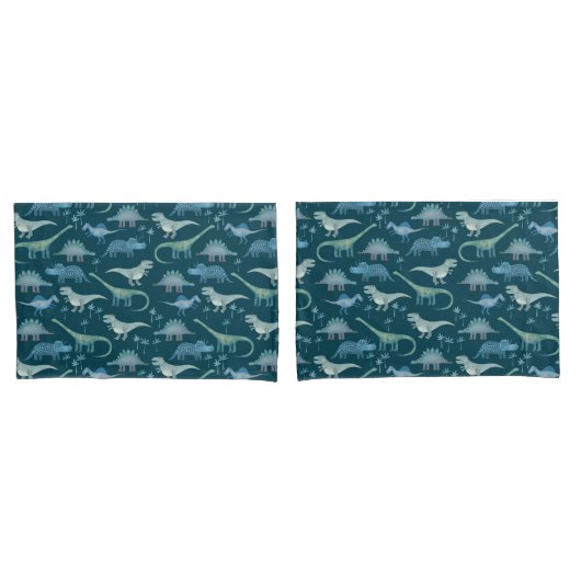 Housse D'oreillers Motif Dinosaure vert foncé (devant-Set)