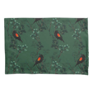 Housse D'oreillers Motif d'oiseau-noir à ailes rouges
