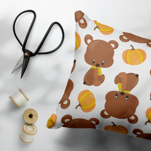 Housse D'oreillers Motif D'Ours, Ours Mignons, Automne, Citrouille