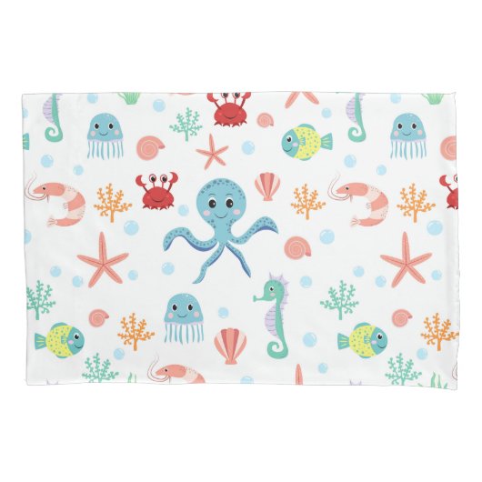 Housse D'oreillers Motif du monde marin (devant-gauche)