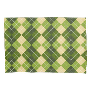 Housse D'oreillers Motif élégant Argyle en losange vert et jaune