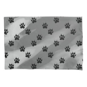 Housse D'oreillers Motif Empreinte de patte noir et blanc