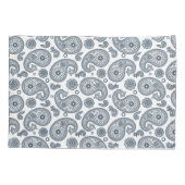 Housse D'oreillers Motif en cachemire bleu foncé indien sur blanc (Dos)