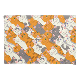 Housse D'oreillers Motif en diagonale du chat noir blanc gingembre
