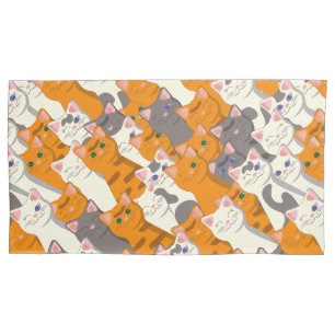 Housse D'oreillers Motif en diagonale du chat noir blanc gingembre