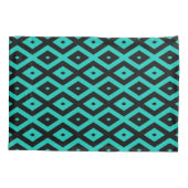 Housse D'oreillers Motif en diamant noir et turquoise (Dos)