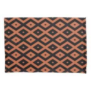 Housse D'oreillers Motif en diamant orange et noir