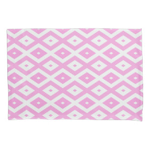 Housse D'oreillers Motif en diamant rose et blanc