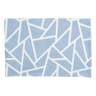 Housse D'oreillers Motif en mosaïque bleu pâle et blanc