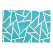 Housse D'oreillers Motif en mosaïque bleu-vert et blanc (Dos)