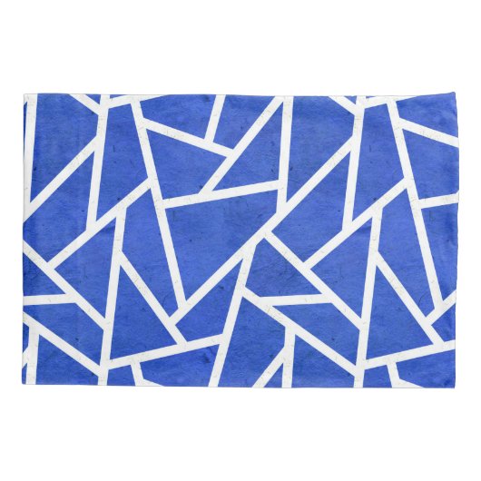 Housse D'oreillers Motif en mosaïque bleue et blanche (Dos)