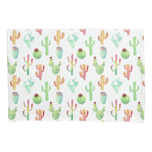 Housse D'oreillers Motif en pastel d'aquarelle de cactus (devant-gauche)