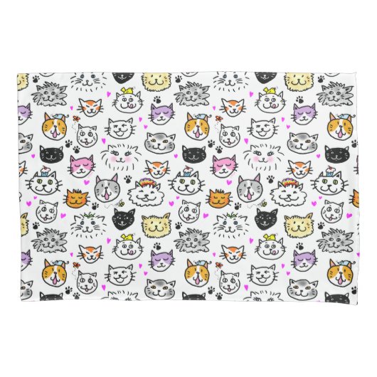 Housse D'oreillers Motif face chats Whimsical (devant)