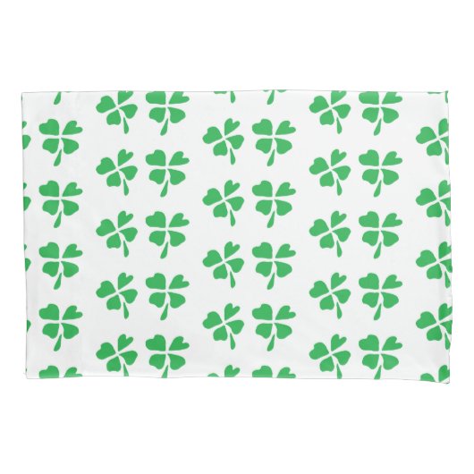 Housse D'oreillers Motif feuille de trèfle vert sur blanc (devant)