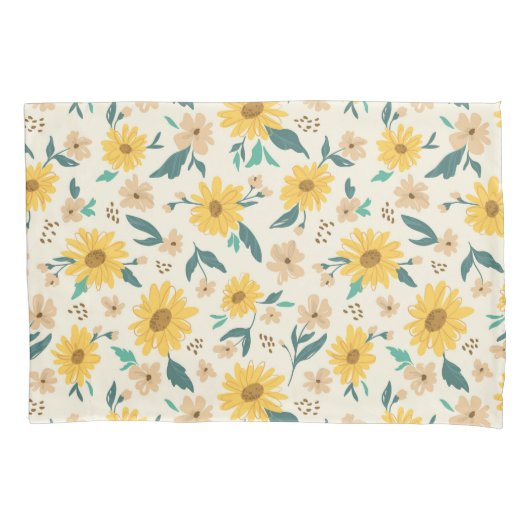 Housse D'oreillers Motif Fleur de marguerite jaune (devant)