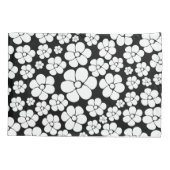 Housse D'oreillers Motif Fleur rétro en blanc sur noir (Dos-gauche)
