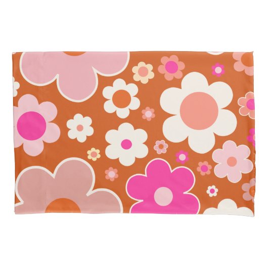 Housse D'oreillers Motif Fleur Rétro En Orange Peach Rose Floral (devant)