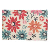 Housse D'oreillers Motif Fleur Rétro Rouge Orange Bleu (Dos-gauche)