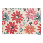 Housse D'oreillers Motif Fleur Rétro Rouge Orange Bleu (devant-gauche)