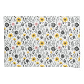 Housse D'oreillers Motif Fleur sauvage noir et blanc (devant)