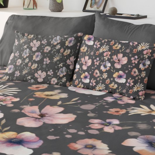 Housse D'oreillers Motif Fleurs Sauvages Aquarelle Bohème Triste