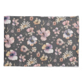 Housse D'oreillers Motif Fleurs Sauvages Aquarelle Bohème Triste (Dos)