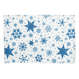 Housse D'oreillers Motif Flocon de Neige Bleu