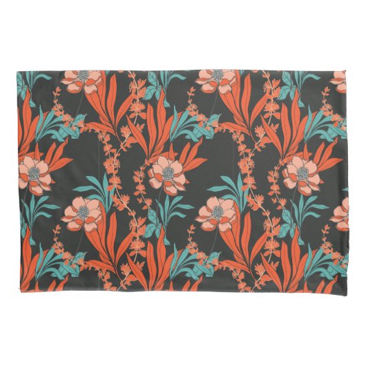 Housse D'oreillers Motif floral abstrait d'orange (devant-gauche)