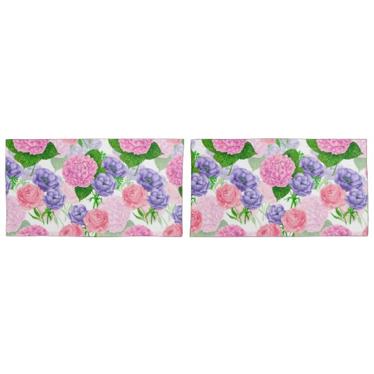 Housse D'oreillers Motif floral aquarelle (devant-Set)