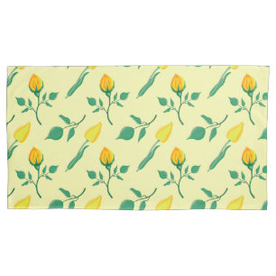 Housse D'oreillers Motif floral avec rose jaune et fleurs de tulipe