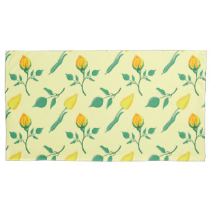 Housse D'oreillers Motif floral avec rose jaune et fleurs de tulipe