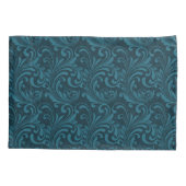 Housse D'oreillers Motif floral baroque bleu sarcelle élégant  (Dos)
