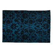 Housse D'oreillers Motif floral bleu Damas (Dos-gauche)