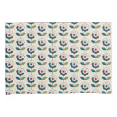Housse D'oreillers Motif floral de rétro turquoise (devant-Droit)