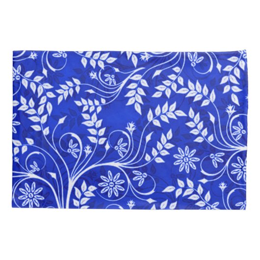 Housse D'oreillers Motif floral décoratif bleu de Hmong (Dos)