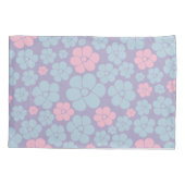 Housse D'oreillers Motif floral en bleu, lilas et rose (Dos)