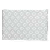 Housse D'oreillers Motif floral gris et blanc réversible (Dos-gauche)