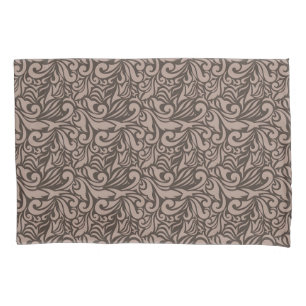 Housse D'oreillers Motif floral marron élégant sur fond rose clair