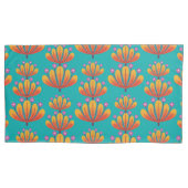 Housse D'oreillers Motif floral moderne en turquoise et orange (devant)