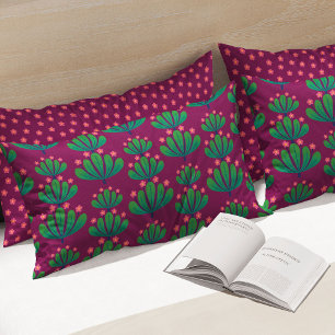 Housse D'oreillers Motif floral moderne en violet et vert de pensée