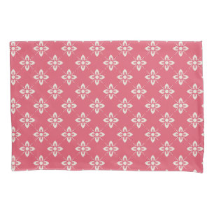 Housse D'oreillers Motif floral rose vibrant avec fleurs géométriques